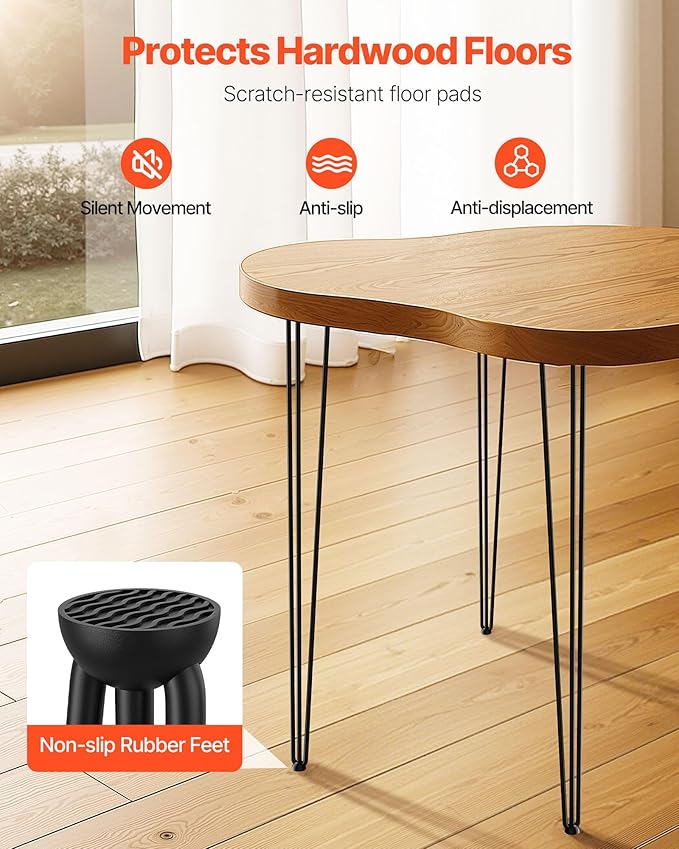 VEVOR Hairpin Table Legs 36 in Black Set of 4 Desk Legs 220 lbs Load Capacity Each Leg Hairpin Desk Legs 3 Rods for Bench Desk Dining End Table Chairs Carbon Steel DIY Heavy Duty Furniture Legs