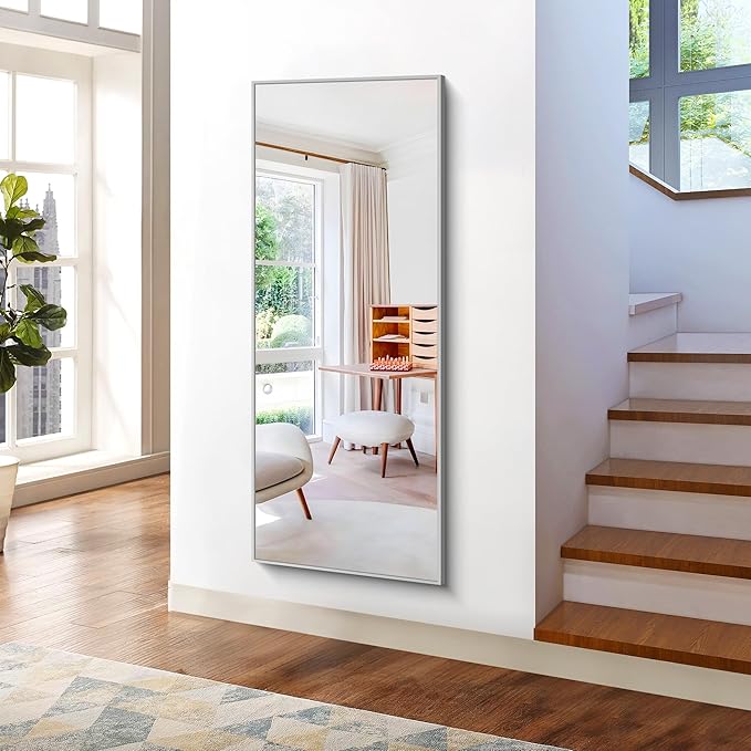 KOCUUY Large Silver Mirror, 60"x24" Rectangle Bathroom Mirror for Wall, HD Tempered Glass, Anti-Rust Frame, Modern Design for Bathroom, Bedroom, Living Room, Entryway