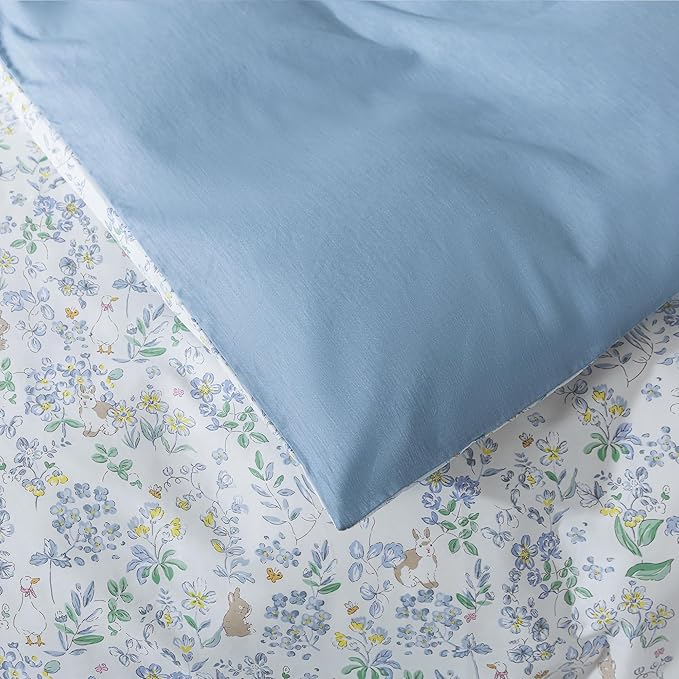 HoneiLife Cotton Duvet Cover King - Floral Comforter Cover 3-PC, Flower Bedlinen Set with Zipper Closure & Corner Ties, Wildflower Comforter Cover Sets All Season Use