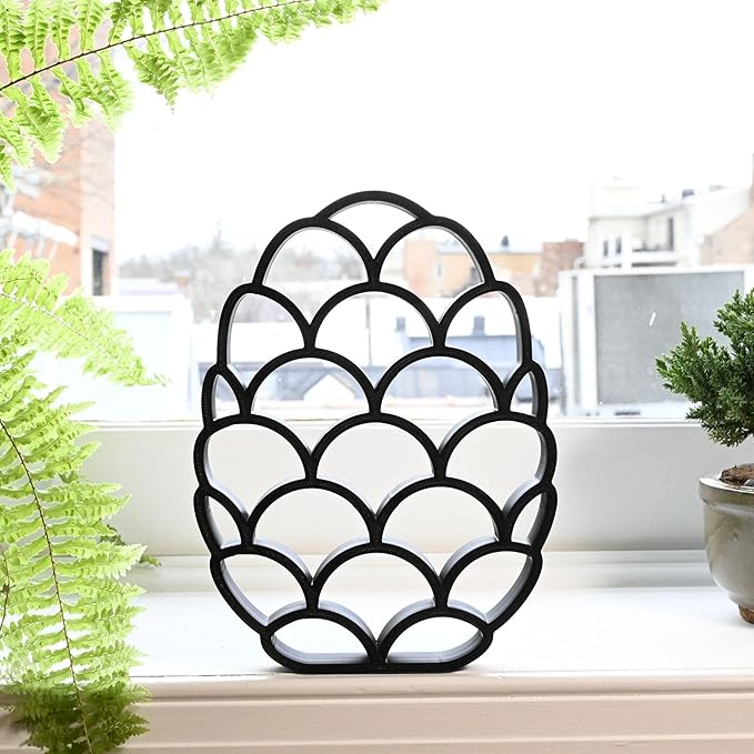 Easter Egg Sculpture – Minimalist Decorative Accent for Spring & Year-Round Home Decor | Collectible Design | Modern Holiday Display (Dragon Scales Matte Black)