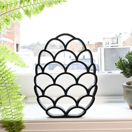 Easter Egg Sculpture – Minimalist Decorative Accent for Spring & Year-Round Home Decor | Collectible Design | Modern Holiday Display (Dragon Scales Matte Black)