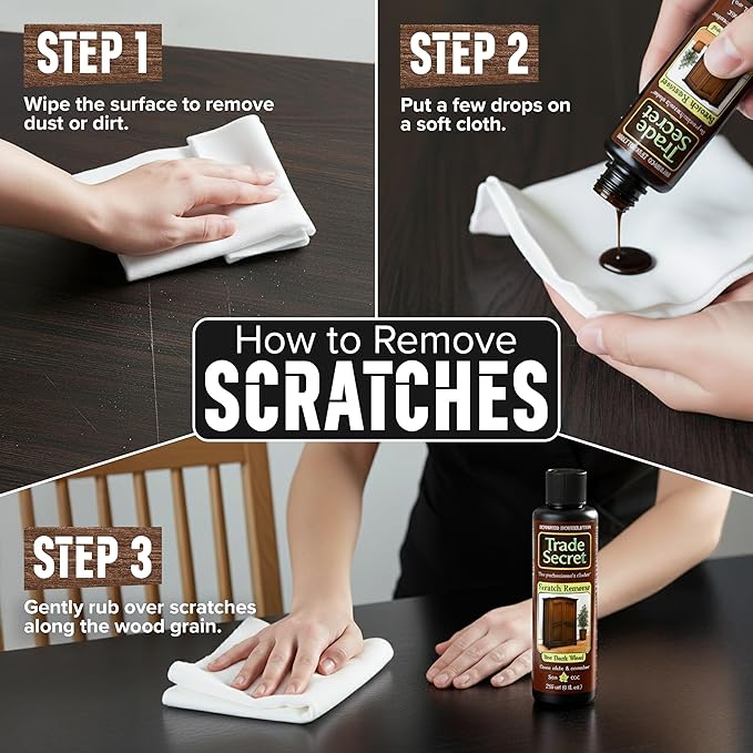 Trade Secret Scratch Concealer for Real Wood Furniture & Floors – Restores Dark Wood Scratch, Covers Nicks, Scuffs & Dogs, Cats Scratches, Marks, Minor Defects