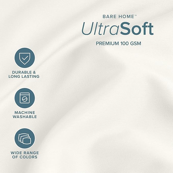 Bare Home King Sheet Set - 1800 Ultra-Soft Microfiber King Bed Sheets - Double Brushed - Deep Pockets - Easy Fit - 4 Piece Set - Bedding Sheets & Pillowcases (King, Cream)