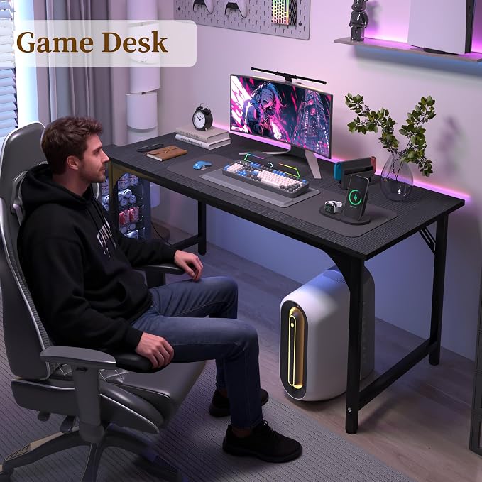 AZN 47 X 24 inch Computer Desk w/Deeper & Thicker Desktop, Office Desk w/Sturdy Metal Frame, Modern Simple Desk w/Large Legroom, Study Gaming Writing Work Desk for Home Office, Bedroom