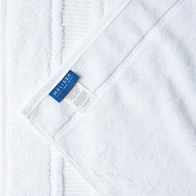 Melissa Linen, Bright White Bath Towels, Set of 2, 100% Turkish Cotton Bath Towels for Bathroom, Absorbent, Quick Dry, Durable and Soft Shower Towel, 28 in x 55 in, Spa and Hotel Quality