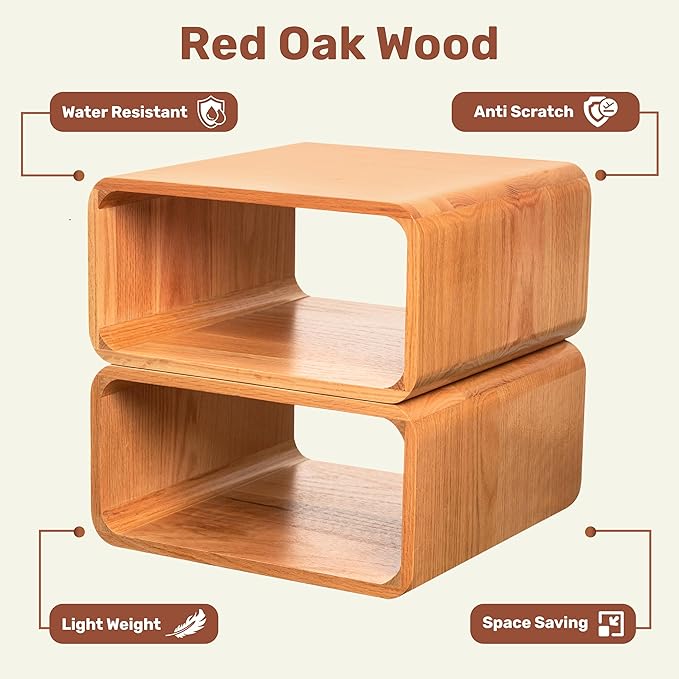 Wooden Cube Storage Bookcase Organizer, Bookshelf for Bedroom, Livingroom, Dormroom, Home Office, Studyroom, Home Decor and Contemporary Spaces (Red Oak | Pack of 2)