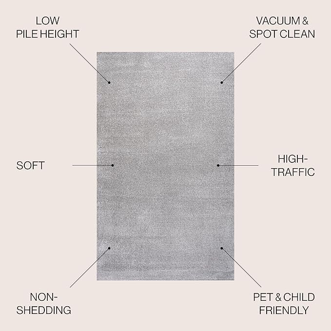 JONATHAN Y Haze Solid Low-Pile Light Gray Indoor Area Rug 9x12, Coastal,Bohemian,Minimalist,Classic, Easy-Cleaning for Living Room,Bedroom,Kitchen,Pet Friendly,Non-Shedding (SEU100K-9)