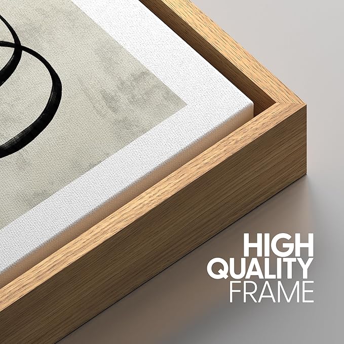 SIGNWIN Framed Canvas Print Wall Art Set Geometric Ring Grid Landscape Graffiti & Street Art Abstract Cozy Neutral Modern Art Decorative Nordic for Living Room, Bedroom, Office - 24"x36"x3 Natural