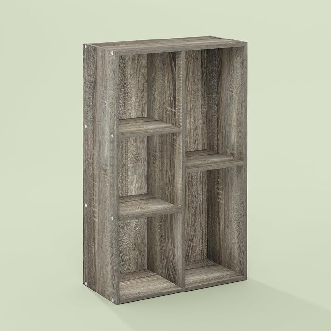 Hagen 5 Cube Organizer Bookcase, Bookshelf, Cube Storage, Toolless Assembly, for Living Room, Home Office, Olive Oak