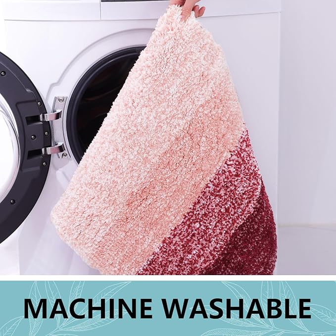 Arotive Microfiber Bathroom Rugs, Shaggy Soft and Absorbent Bath Rug, Non-Slip, Thick Plush Machine Washable Dry Bath Mats for Bathroom, Tub and Shower, 47x24, Burgundy, Rectangular