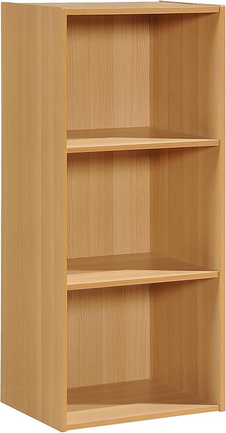 Hodedah Import 3 Shelf Bookcase, Beech