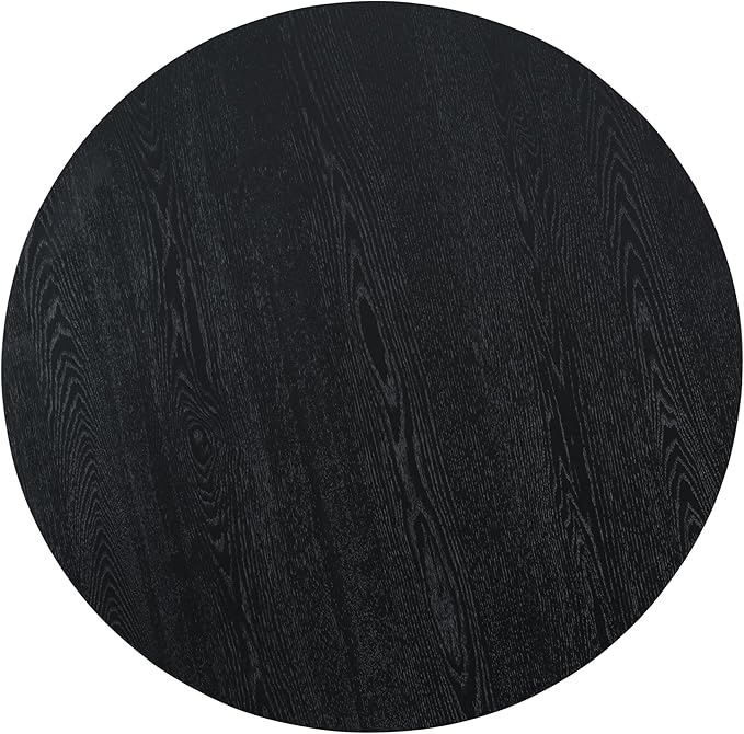JUSTONE 46.5" Round Dining Table for 4, Retro Modern Kitchen & Living Room Table, Minimalist Design, Black