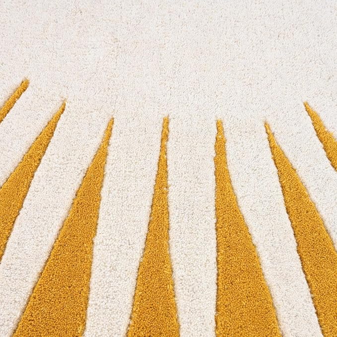 Restoration and Renovation Modern Round Area Rug – Hand-Tufted with 100% NZ Wool, Thick & Soft Circular Carpet for Living Room, Bedroom & Dining Room Decor (Mustard, 3' Round)