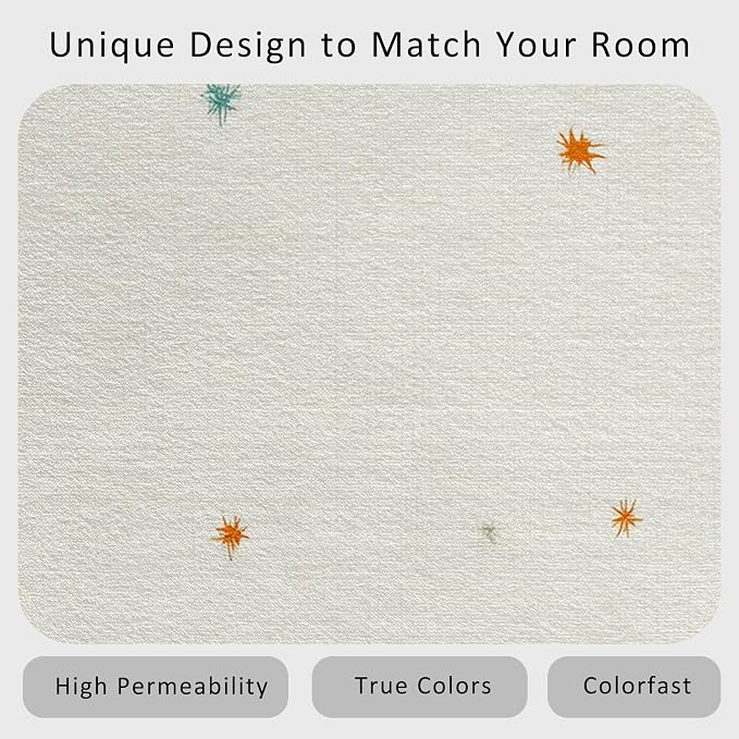 Mid Century Modern Rug 6x9 50s 60s Retro Starburst Pattern Area Rugs for Living Room, Bedroom, Mid Century Modern Home Decor Accessories Indoor Carpet, Non Slip & Machine Washable