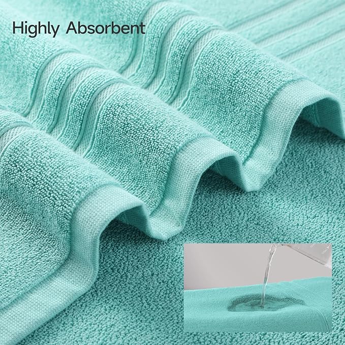 REDKISS Teal Towels Set 6 Piece Cotton Towel Sets with 2 Bath Towels, 2 Hand, 2 Washcloths, 650GSM Hotel Quality, Soft, Highly Absorbent Towels for Bathroom Gym, Ideal Everyday Use