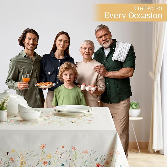 Maison d' Hermine Table Cloth Square Table 100% Cotton 54 x 54 Inches Tablecloth Reusable Decorative Everyday Use for Dining Room, Farmhouse, Home, Party, Festive & Wedding Spring Summer - Colmar