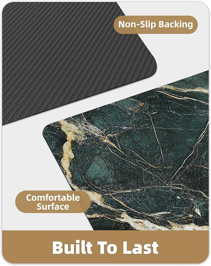 Color&Geometry Ultra Thin Bath Mat, Non Slip Quick Dry Rugs, Absorbent Marble Bathmat,24"x36",Washable Rubber Mats for Shower Floor,in Front of Bathtub,Bathroom Decor,Emerald Green Marble-Patterned