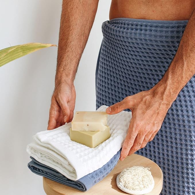 sea me at home Waffle Hand Towel – 100% Turkish Cotton, Quick-Dry, Soft and Absorbent Bathroom Towel (White)