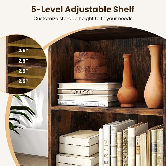 Giantex 2-Cube Bookshelf and Bookcase, 2-Layer Storage Shelf w/Large-Capacity Open Storage Space for Living Room Bedroom Study Office, Multi-Functional Furniture Display Cabinet, Rustic Brown