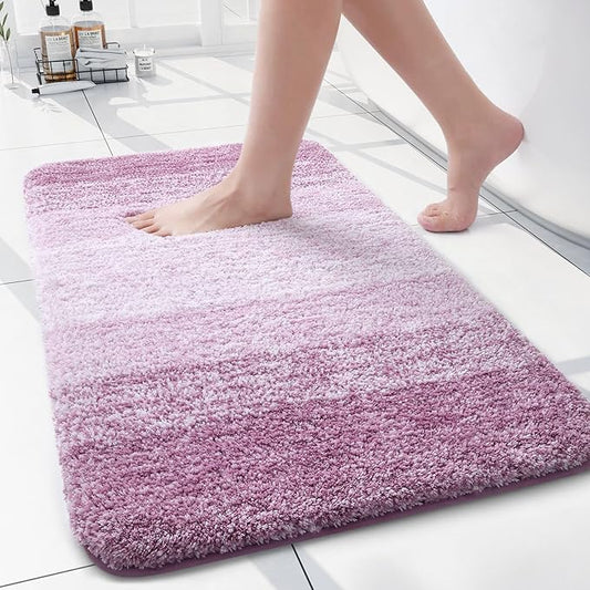 Arotive Microfiber Bathroom Rugs, Shaggy Soft and Absorbent Bath Rug, Non-Slip, Thick Plush Machine Washable Dry Bath Mats for Bathroom, Tub and Shower, 24x16, Purple, Rectangular