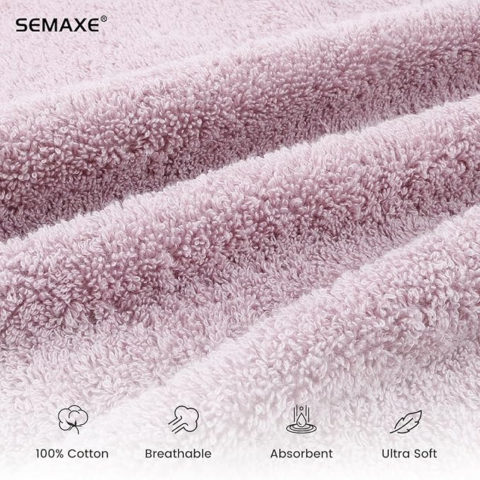 SEMAXE 12 Pack Hand Towels for Bathroom, 100% Cotton Towels with Hanging Loops, Soft and Highly Absorbent, Hand Towel Set for Gym, Shower, Hotel, Spa and Kitchen, Purple