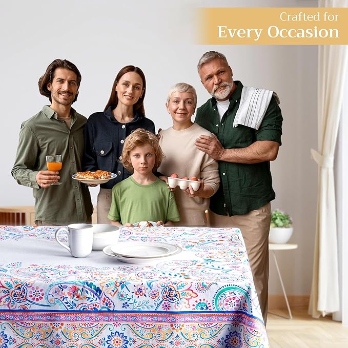 Maison d' Hermine Table Cloth Rectangle Table 100% Cotton 60 x 90 Inches Tablecloth Reusable Decorative for Dining Room Farmhouse Home Valentines Day Decorations Spring Summer - Indian Floral