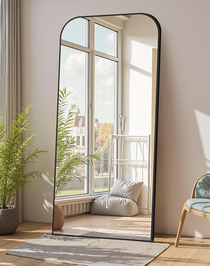 Delma Full Length Mirror, 65" x 30" Wall Mounted Large Floor Mirror with Aluminum Frame for Bedroom, Living Room, Bathroom, Hanging or Leaning