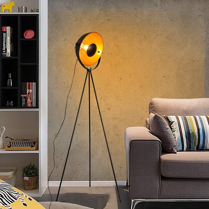 COSYLUX Industrial Tripod Floor Lamp for Living Room, Modern Satellite Tall Standing Lamps for Bedrooms Black Gold (No Bulbs)