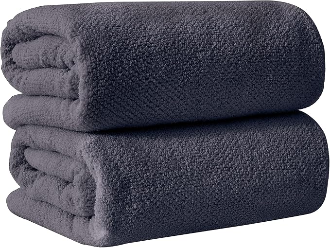 Great Bay Home 100% Cotton Oversized 2 Pack 68x35 Extra Large Towel Set - Absorbent, Quick-Drying, Durable Oversized Bath Sheets for Bathroom Décor (Stone Blue)