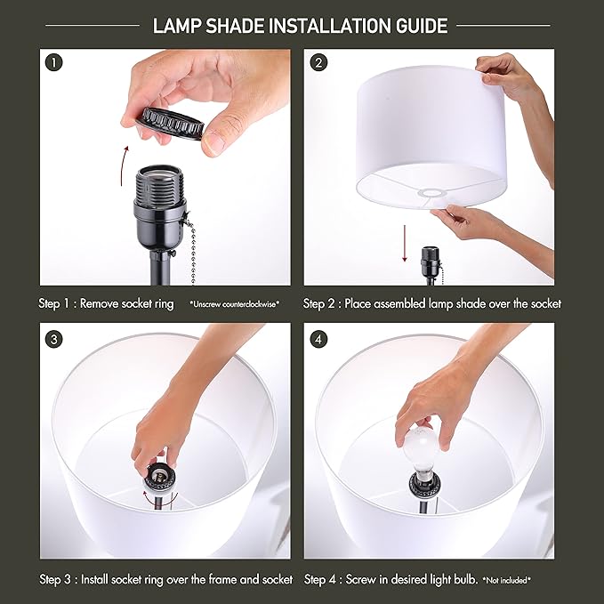 O’Bright Ted - Drum Shade Standing Lamp, Pull Chain Switch, E26 Socket, Modern Minimalist Design, Simple Floor Lamp for Living Room, Bedroom, Office, Black