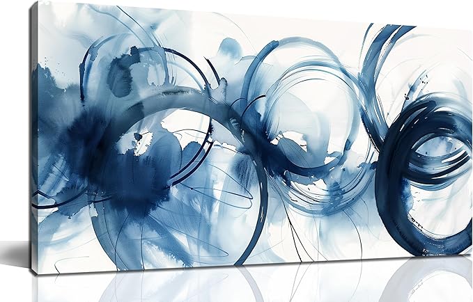 WVMAPTA Blue And White Pictures Wall Decor For Living Room Abstract Wall Art For Office Minimalist Prints Wall Art For Bedroom Size 20 x 40 Inch