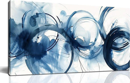 WVMAPTA Blue And White Pictures Wall Decor For Living Room Abstract Wall Art For Office Minimalist Prints Wall Art For Bedroom Size 20 x 40 Inch