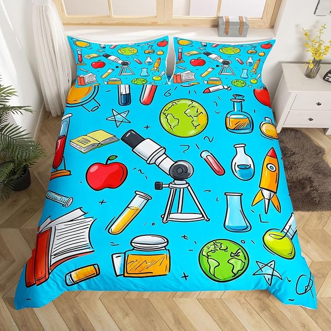 Science Duvet Cover Set School Physics formula Twin Bedding Sets for Girls for Children Boys | Chemistry Science Educational Comforter Cover Back To School Supplies Bed Set, Room Decor Aesthetic