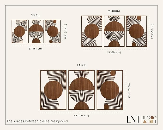 Mid Century Modern Wall Art Wood Decor, Boho Wood Wall Art in Midcentury Modern Style, Set of 3 Large Wooden Mid Century Wall Art, Home Gift