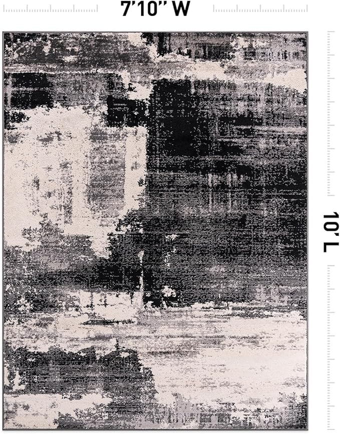 Rugshop Modern Abstract Design Non Shedding Soft Ideal for Living Room,Bedroom,Kitchen Area Rug 7' 10" x 10' Black