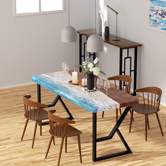 Metal Table Legs 28Inch x 24 Inch, Upgraded 2-Tier Heavy Duty Desk Legs, K-Shaped Industrial Dining Table Legs, Black Metal Legs for Office Desk, Coffee Table Set of 2…