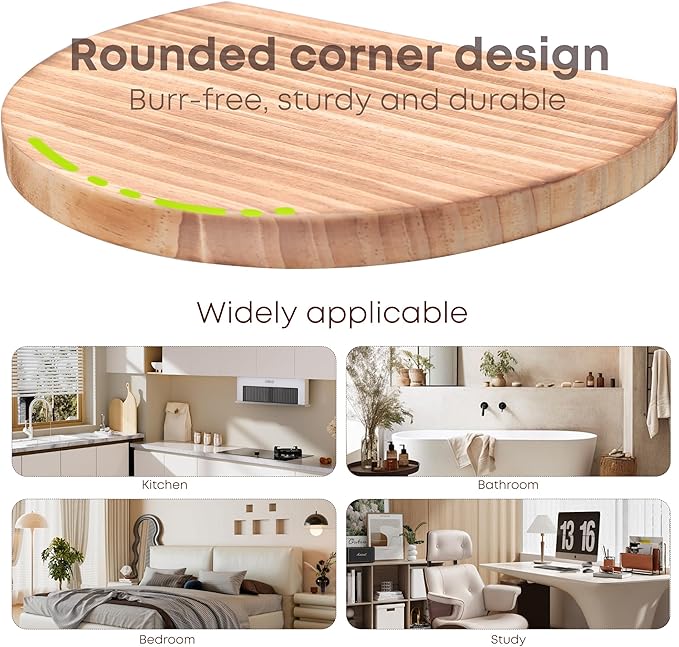 Small Wood Floating Shelves (2-Pack, 8-inch Diameter) - Round Sturdy Invisible Wall Mount Display for Small Plants,Toys,Bathroom,Living Room Storage & Modern Rustic Décor (Carbonized Brown)