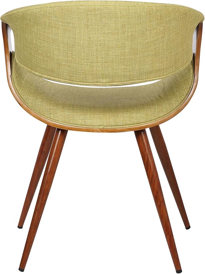 Armen Living Butterfly Mid-Century Dining Chair in Walnut Finish and Green Fabric - Set of 6