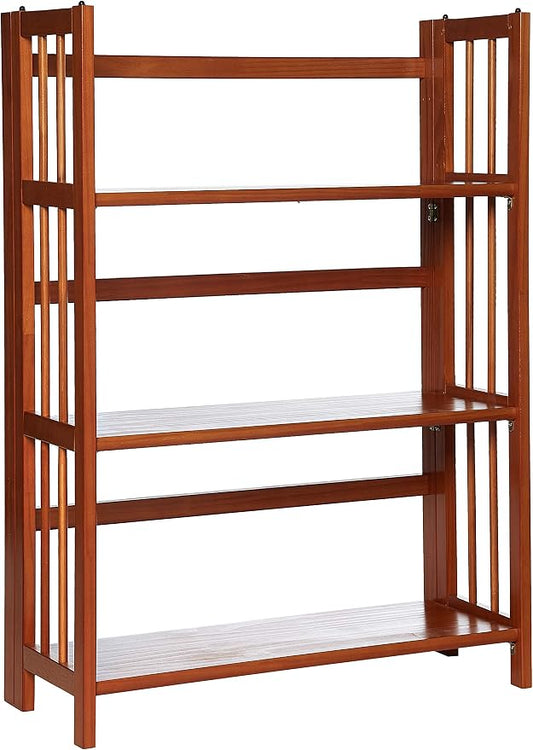 Casual Home 3-Shelf Folding Stackable Bookcase (27.5" Wide)-Mahagony