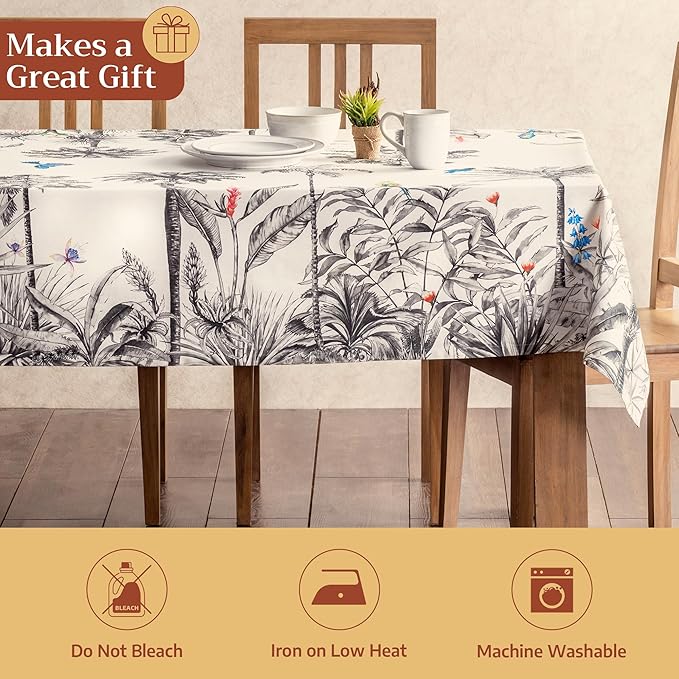 Maison d' Hermine Table Cloth Rectangle Table 100% Cotton 60 x 120 Inches Fall Tablecloth Reusable Everyday Use for Thanksgiving Christmas Decorations Dining Farmhouse Party (Amazonia)