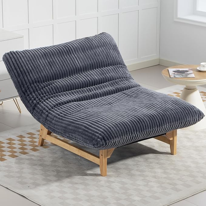 Living Room Chairs Comfy Accent Reading Chair Giant Bean Bag Cloud Chair with Frame for Adults Oversized Beanbag Lounge Sofa for Bedroom (Dark Gray)