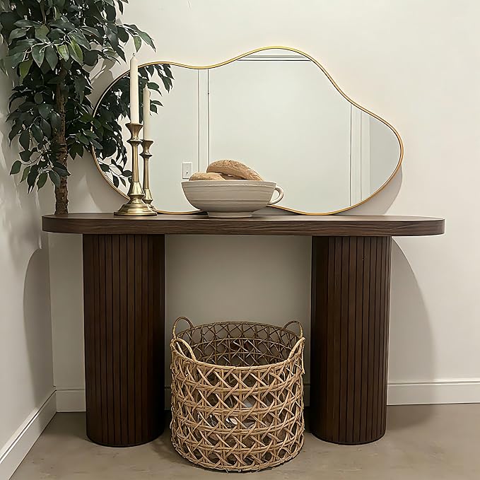 Irregular Wall Mirror 24×46 Inch Wall Mirrors Decorative Gold Modern Asymmetrical Abstract Mirror for Bathroom Bedroom Living Room Entryway Hallway