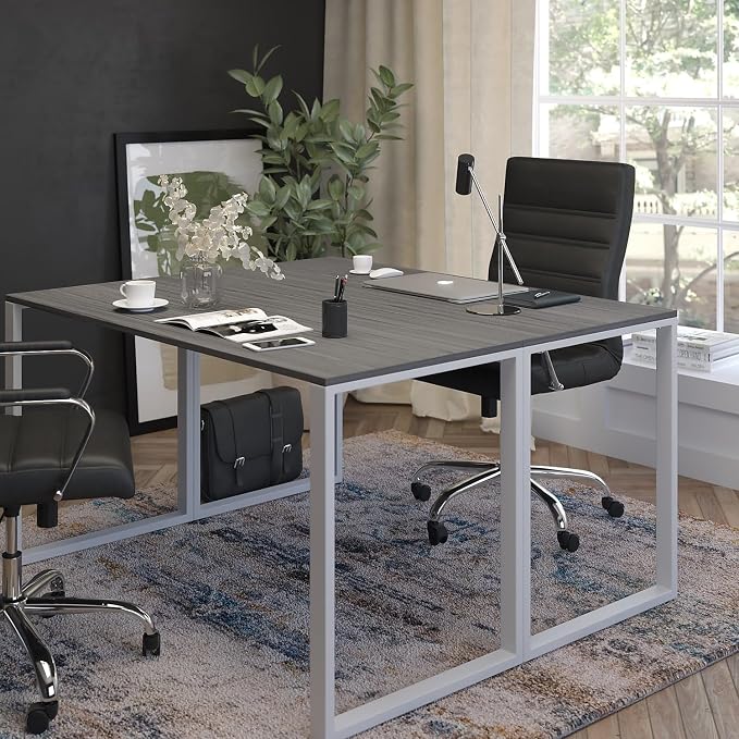 Flash Furniture Kimberly Modern Commercial Grade Desk Industrial Style Computer Desk Sturdy Home Office Desk - 55" Length (Rustic Gray)