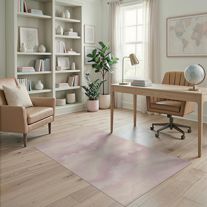 4'x6' Washable Watercolor Cloud Accent Rug, White Non-Shedding Small Carpet for Playroom, Bedroom, Reading Nook, Pet Friendly & Kids Safe Play Mat | Ref:2208257