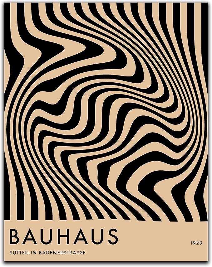 Mid Century Modern Bauhaus Wall Art - 11x14" UNFRAMED Print - Abstract Wall Decor - Exhibition Poster Replication (Black)