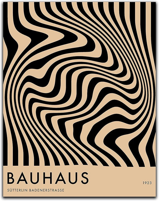 Mid Century Modern Bauhaus Wall Art - 11x14" UNFRAMED Print - Abstract Wall Decor - Exhibition Poster Replication (Black)
