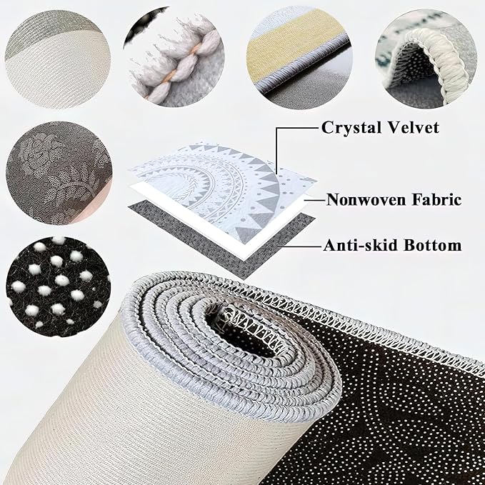 Modern Distressed Area Rug, Abstract Ethnic Art Non Slip Kids Rugs, Machine Washable Durable Carpet for Indoor Bedroom Living Room Office Decor Rug - 6 ft x 9 ft