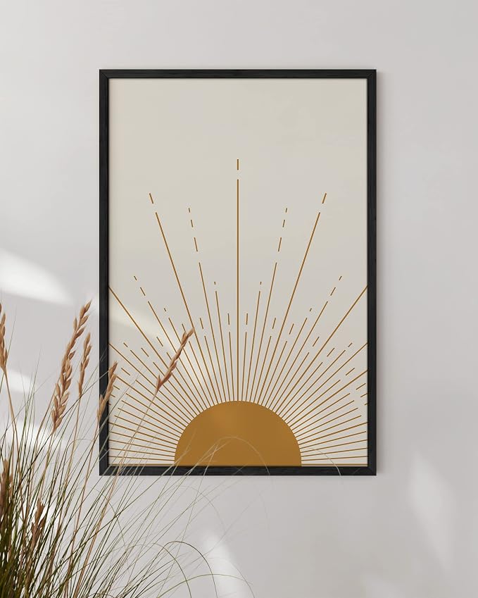 HAUS AND HUES Minimalist Art Poster - Modern Mid Century Wall Art, Boho Abstract Zen Art for Bedroom, Living Room, Office, Neutral Wall Decor, Unframed 24x36