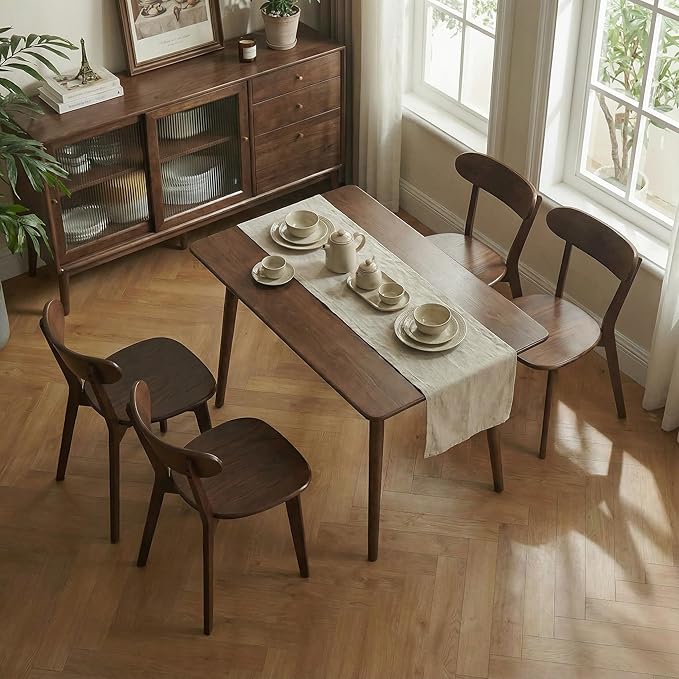 100% Solid Wood Dining Room Chairs - Practical Kitchen Chairs - Wood Chair for Dining Room, Kitchen (1, Walnut)