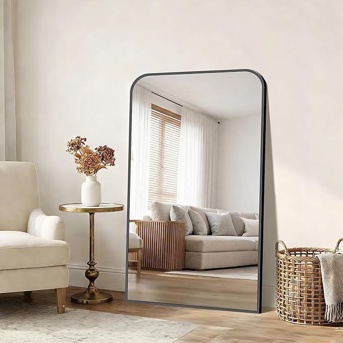 Bathroom Mirror, 30x50 inch Black Rectangle Wall Mounted Mirror with Thin Frame, Bathroom Vanity Mirrors for Over Sink, Entryway, Living Room, Bedroom